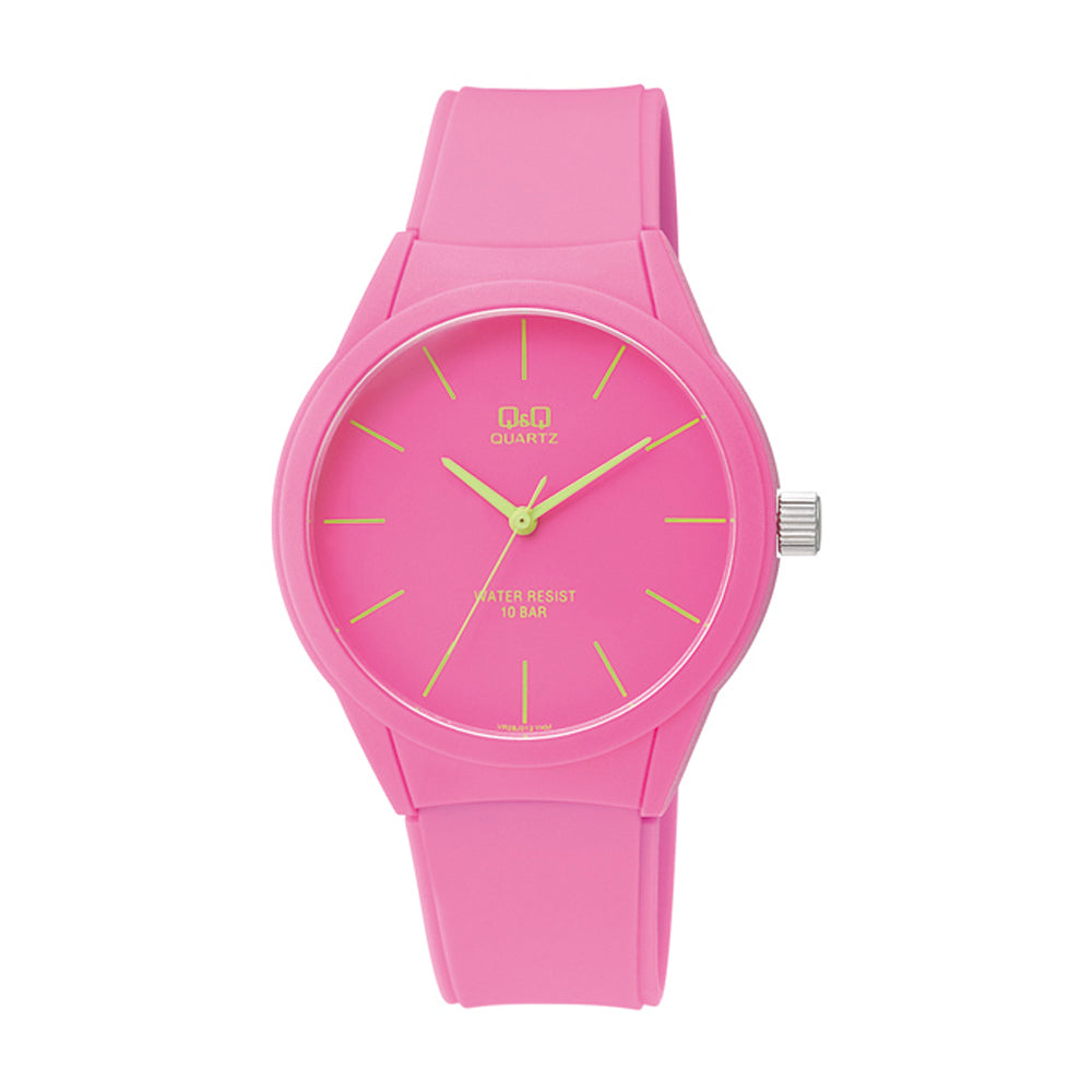 Reloj de pulsera con correa de Resina Rosado con esfera de color Rosado con estilo Fashion resistencia al agua de 100metros