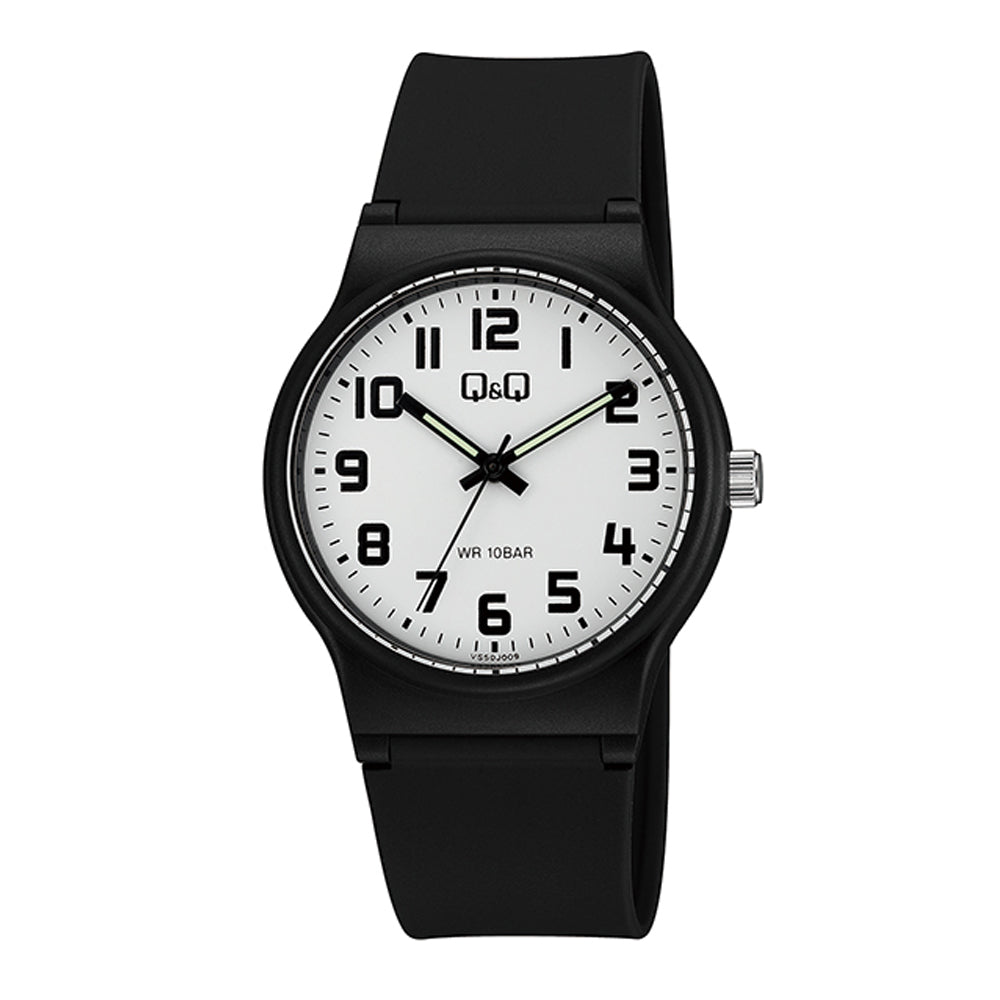 Reloj de pulsera con correa de Resina Negro con esfera de color Blanco con estilo Fashion resistencia al agua de 100metros