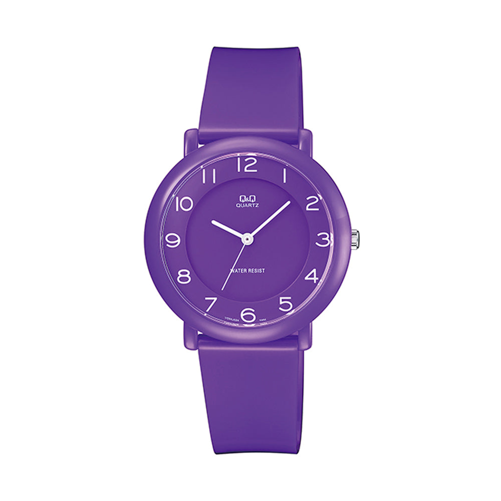 Reloj de pulsera con correa de Resina Morado con esfera de color Morado con estilo Fashion resistencia al agua de 30 metros