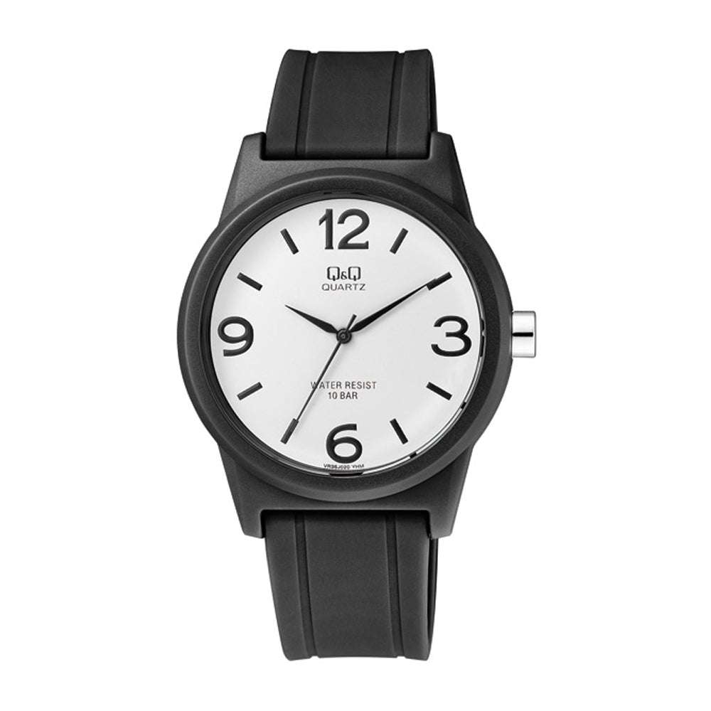 Reloj de pulsera con correa de Resina Negro con esfera de color Blanco con estilo Fashion resistencia al agua de 100metros