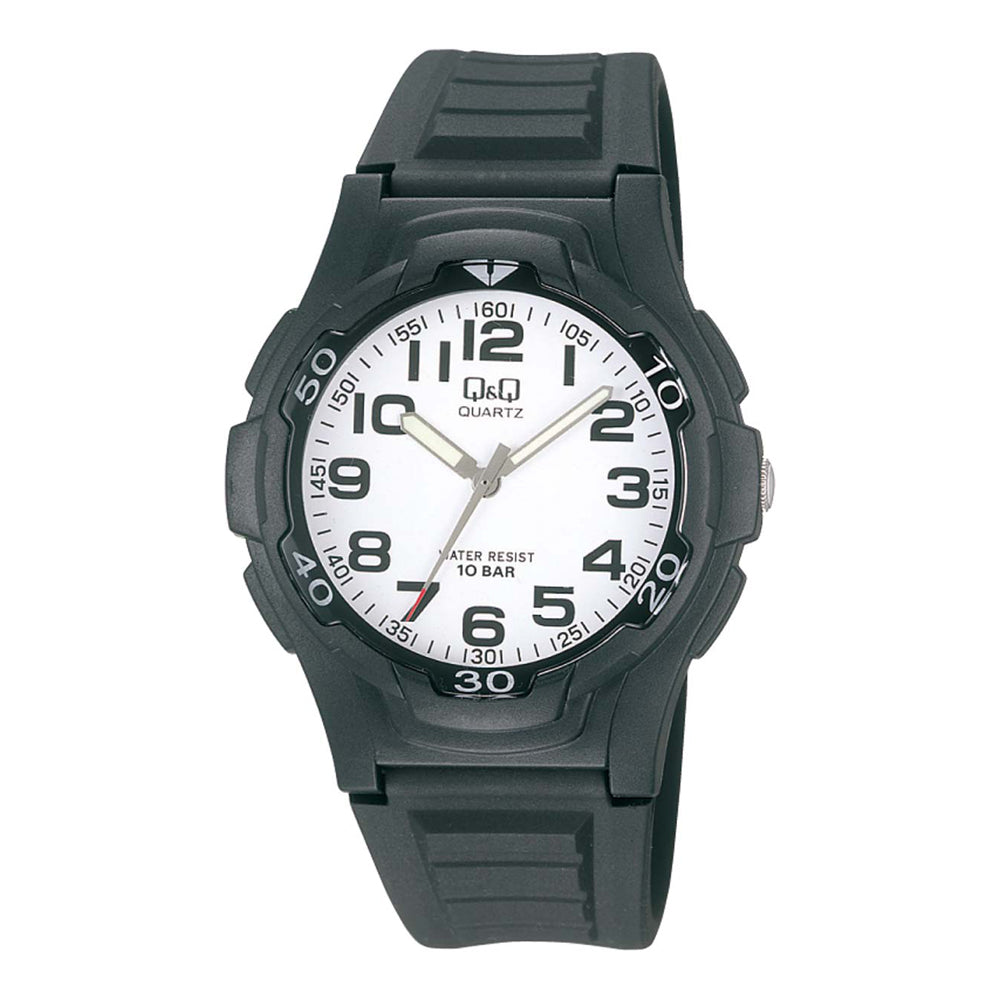 Reloj de pulsera con correa de Resina Negro con esfera de color Blanco con estilo Fashion resistencia al agua de 100metros