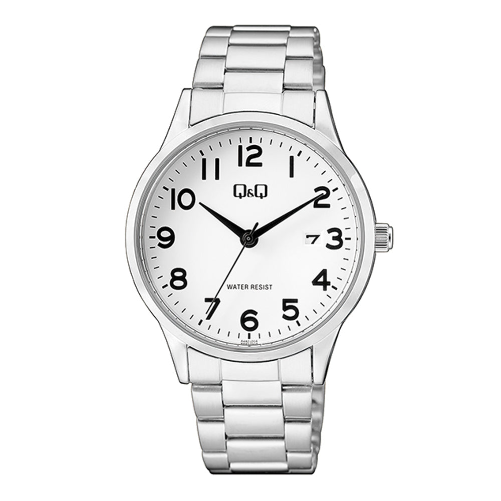 Reloj de pulsera con correa de Acero inoxidable Plateado con esfera de color Blanco con estilo Clásico resistencia al agua de 30 metros