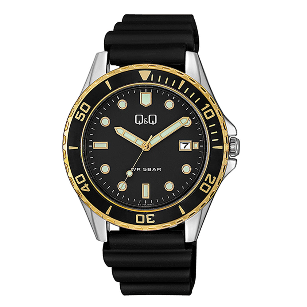 Reloj de pulsera con correa de Resina Negro con esfera de color Negro con estilo Deportivo resistencia al agua de 50metros