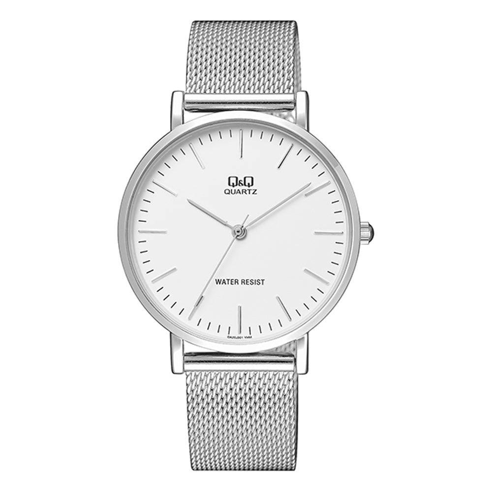 Reloj de pulsera con correa de Acero inoxidable Plateado con esfera de color Blanco con estilo Fashion resistencia al agua de 30 metros