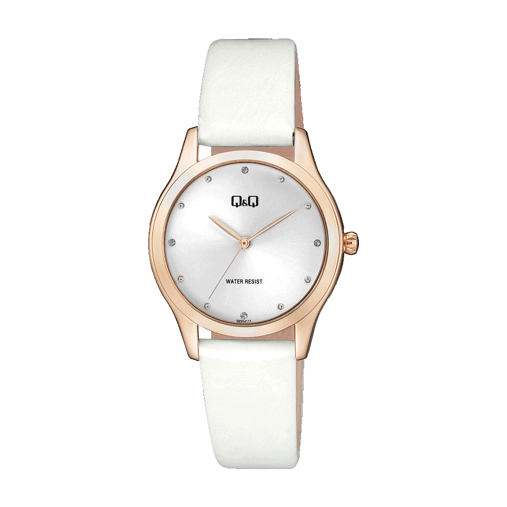 Reloj de pulsera con correa de Cuero Blanco con esfera de color blanco con estilo Fashion resistencia al agua de 30 metros