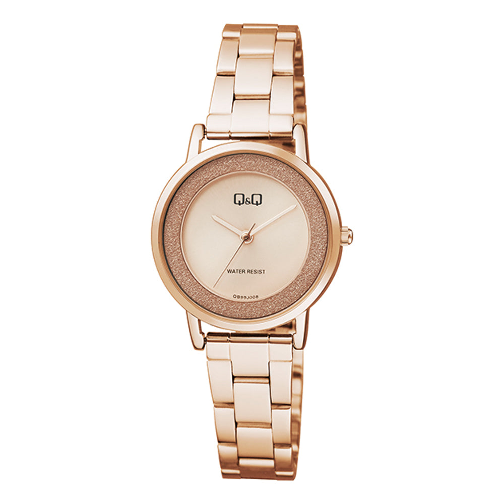 Reloj de pulsera con correa de Acero inoxidable Oro Rosa con esfera de color Oro Rosa con estilo Fashion resistencia al agua de 30 metros