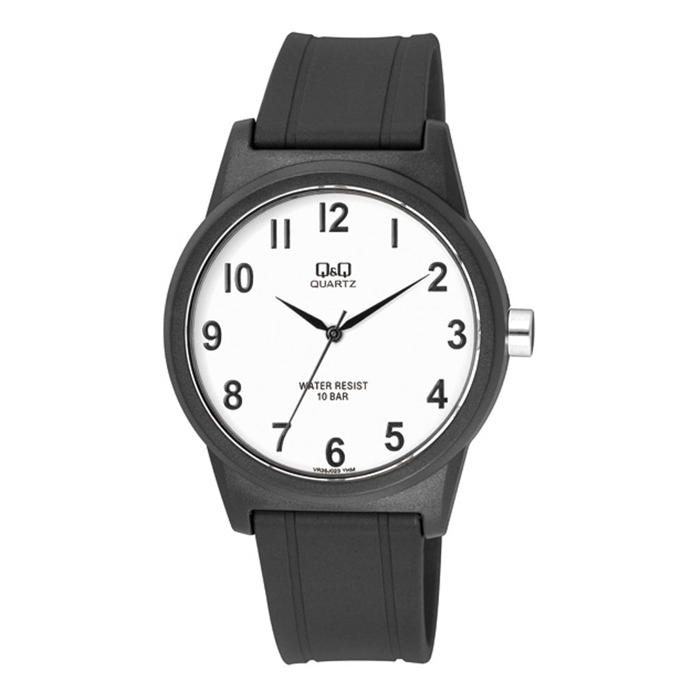 Reloj de pulsera con correa de Resina Negro con esfera de color Blanco con estilo Fashion resistencia al agua de 100metros