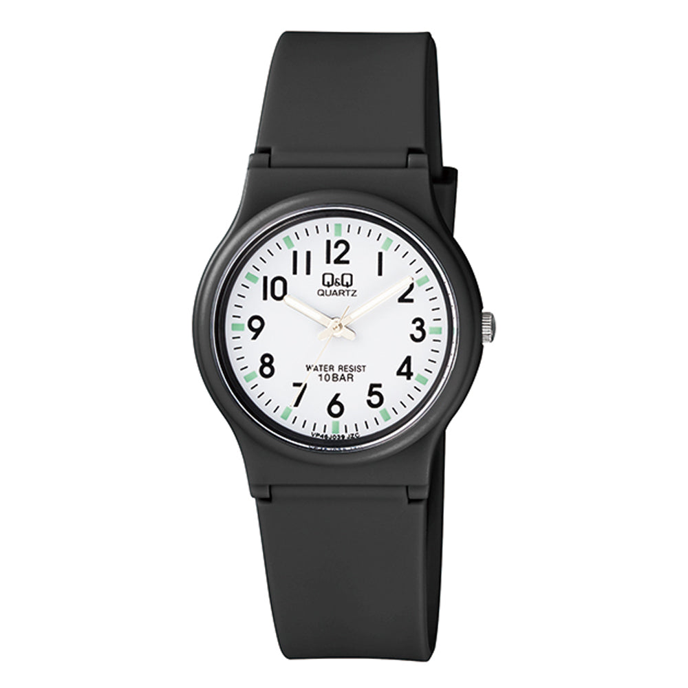 Reloj de pulsera con correa de Resina Negro con esfera de color Blanco con estilo Fashion resistencia al agua de 100metros