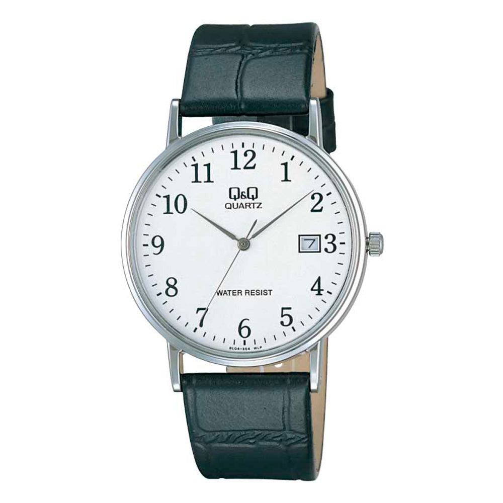 Reloj de pulsera con correa de Cuero Negro con esfera de color Blanco con estilo Casual resistencia al agua de 30 metros