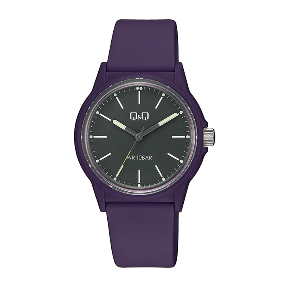 Reloj de pulsera con correa de Resina Morado con esfera de color Blanco con estilo Fashion resistencia al agua de 100metros