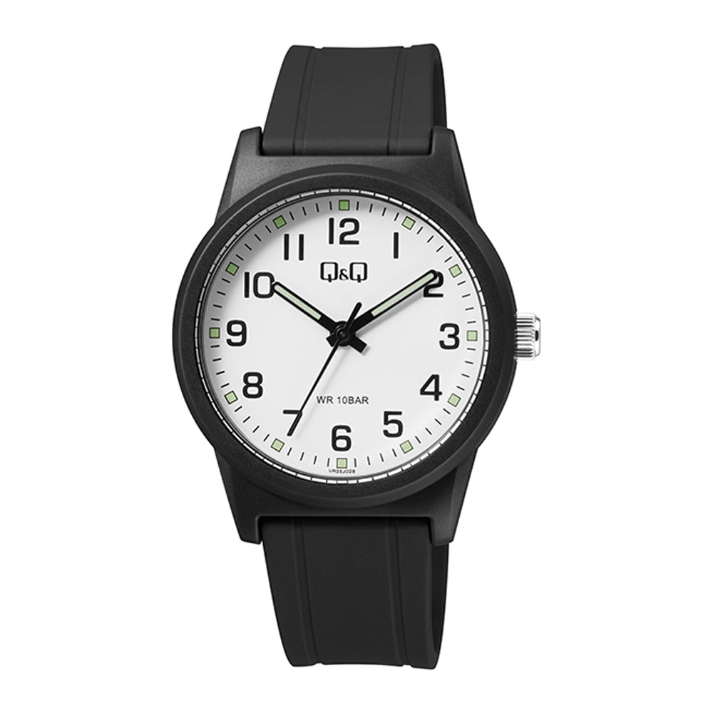 Reloj de pulsera con correa de Resina Negro con esfera de color Blanco con estilo Fashion resistencia al agua de 30 metros