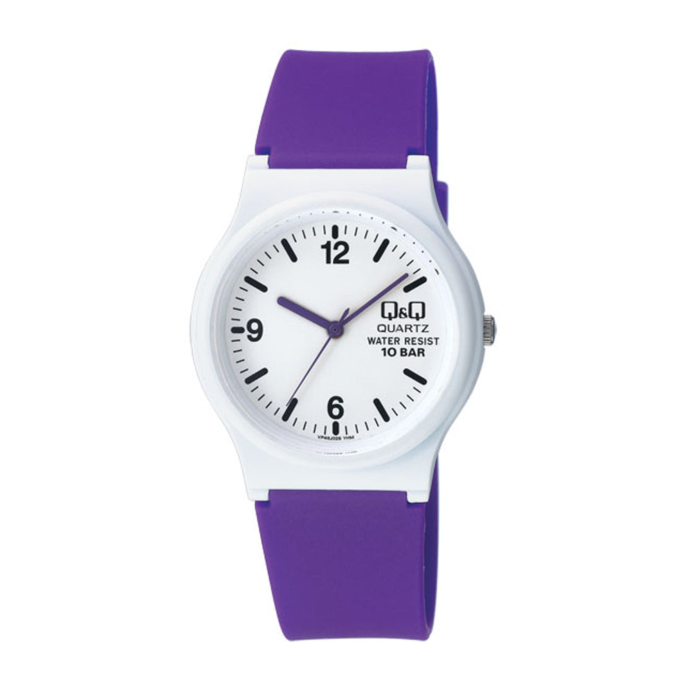 Reloj de pulsera con correa de Resina Morado con esfera de color Blanco con estilo Fashion resistencia al agua de 100metros