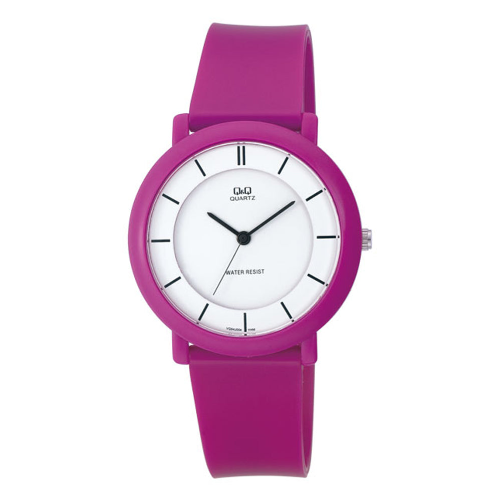 Reloj de pulsera con correa de Resina Rosado con esfera de color Blanco con estilo Fashion resistencia al agua de 50metros