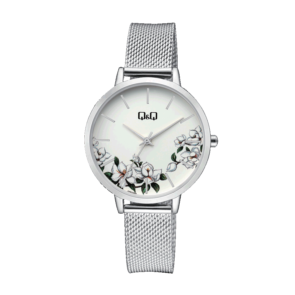 Reloj de pulsera con correa de Acero inoxidable Plateado con esfera de color Blanco con estilo Fashion resistencia al agua de 30 metros