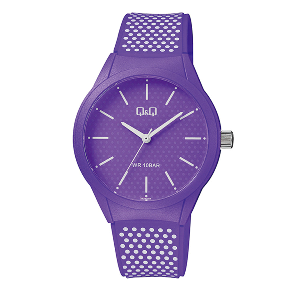 Reloj de pulsera con correa de Resina Morado con esfera de color Morado con estilo Fashion resistencia al agua de 100metros